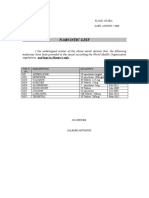 Narcotic List - Health Documents For Arrival Port