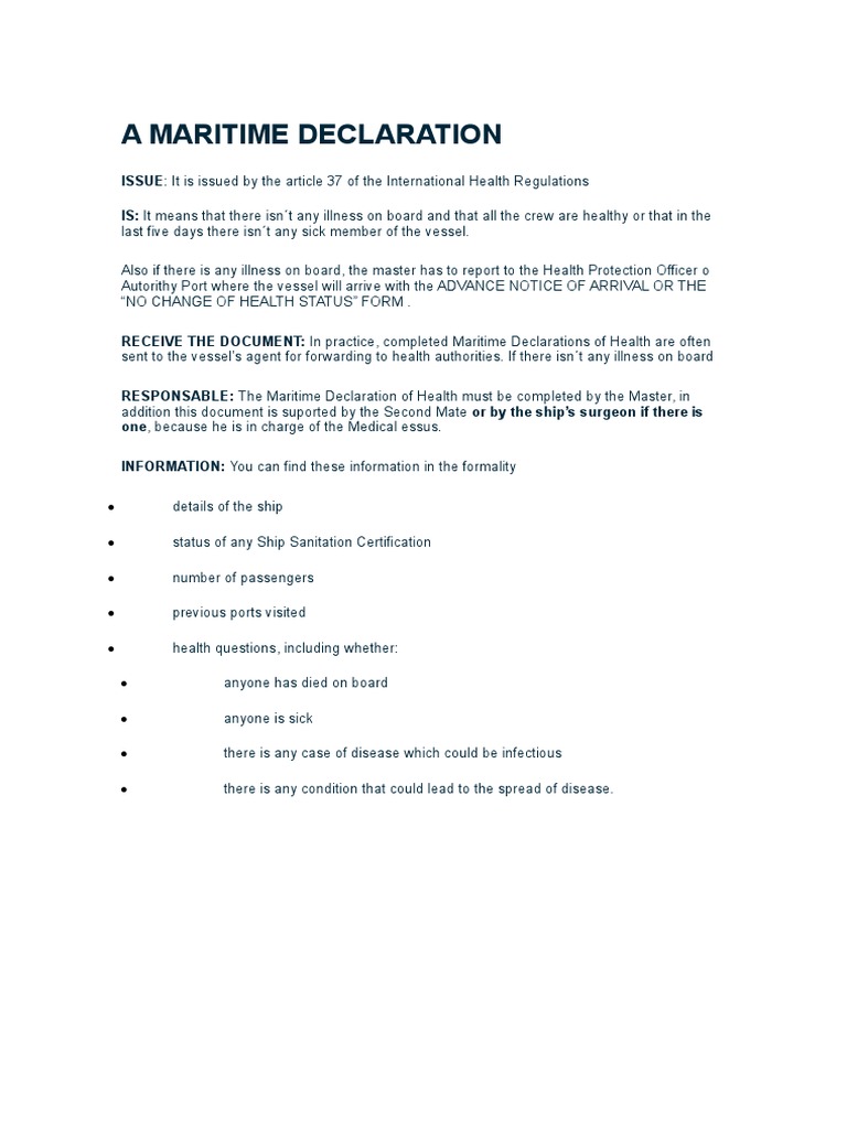 Maritime Declaration of Health PDF