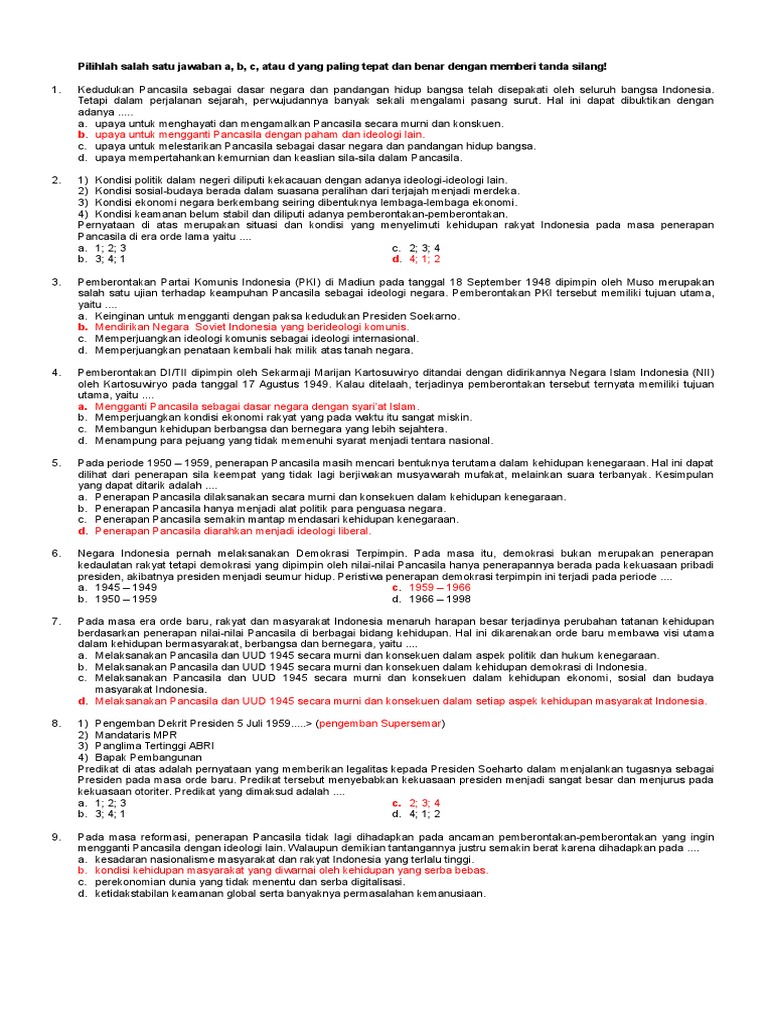 Soal Uh Kelas 9 Masa Demokrasi Parlementer