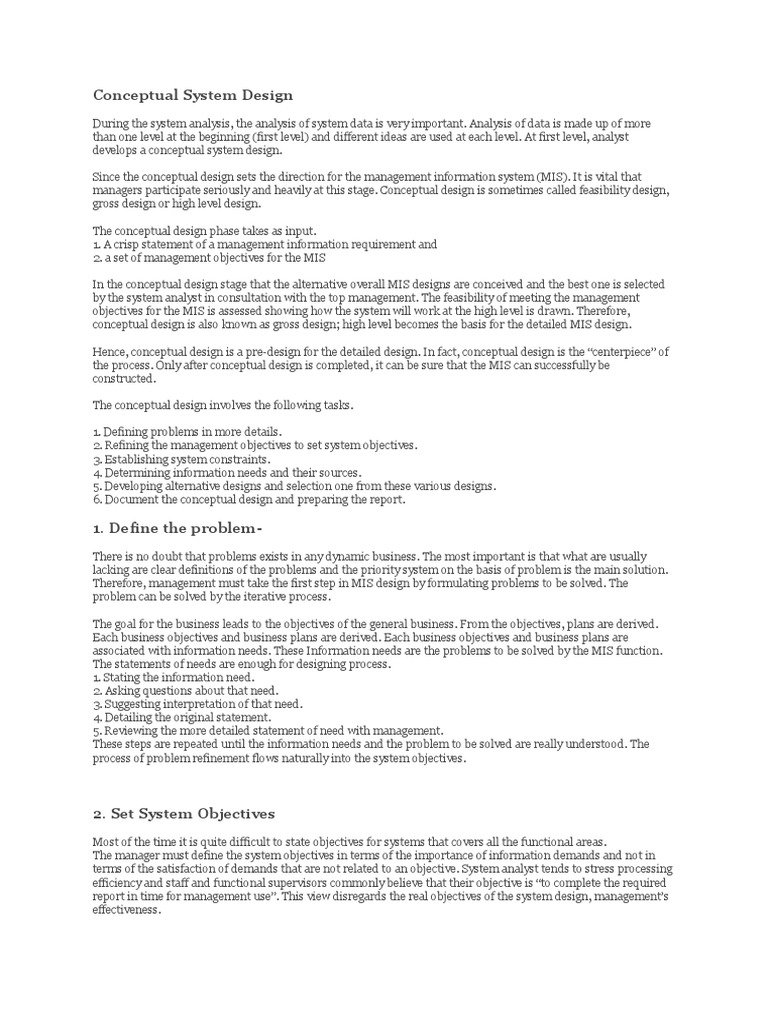 Conceptual System Design Overview | PDF | Systems Design | Information ...