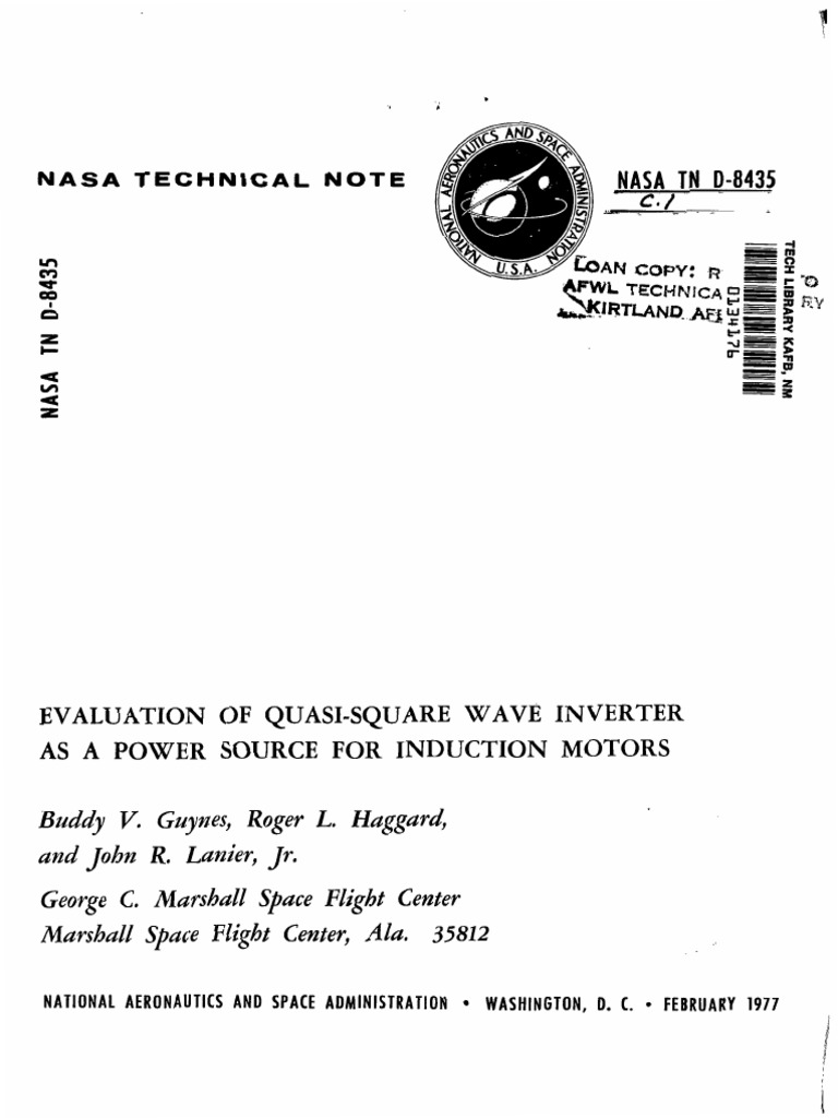 V. Roger R.: Nasa Technical Note | PDF | Power Inverter | Power (Physics)