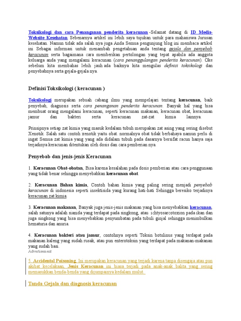 hasil uji toksikologi korban keracunan