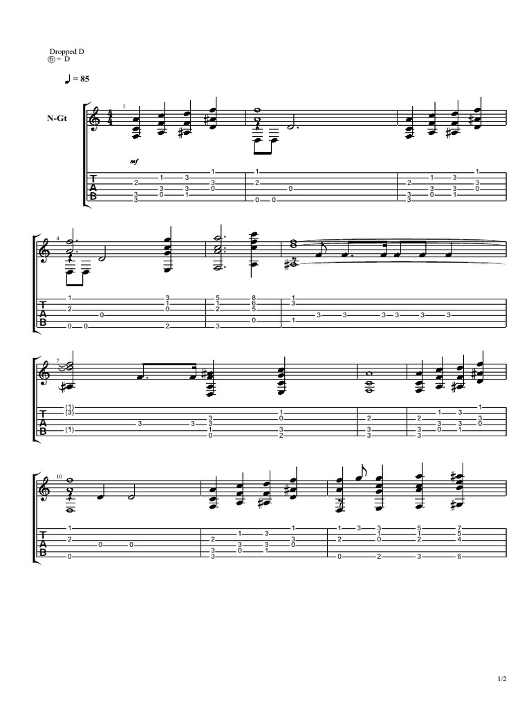 Sacred Place Ralph Towner (Standard Guitar Drop D Tuning) Musical