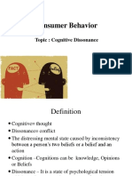 Consumer Behavior: Topic: Cognitive Dissonance