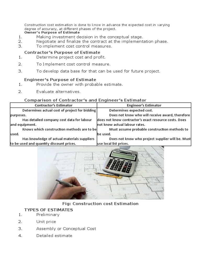 Construction Cost Estimation Guide | PDF | Industries | Business Economics