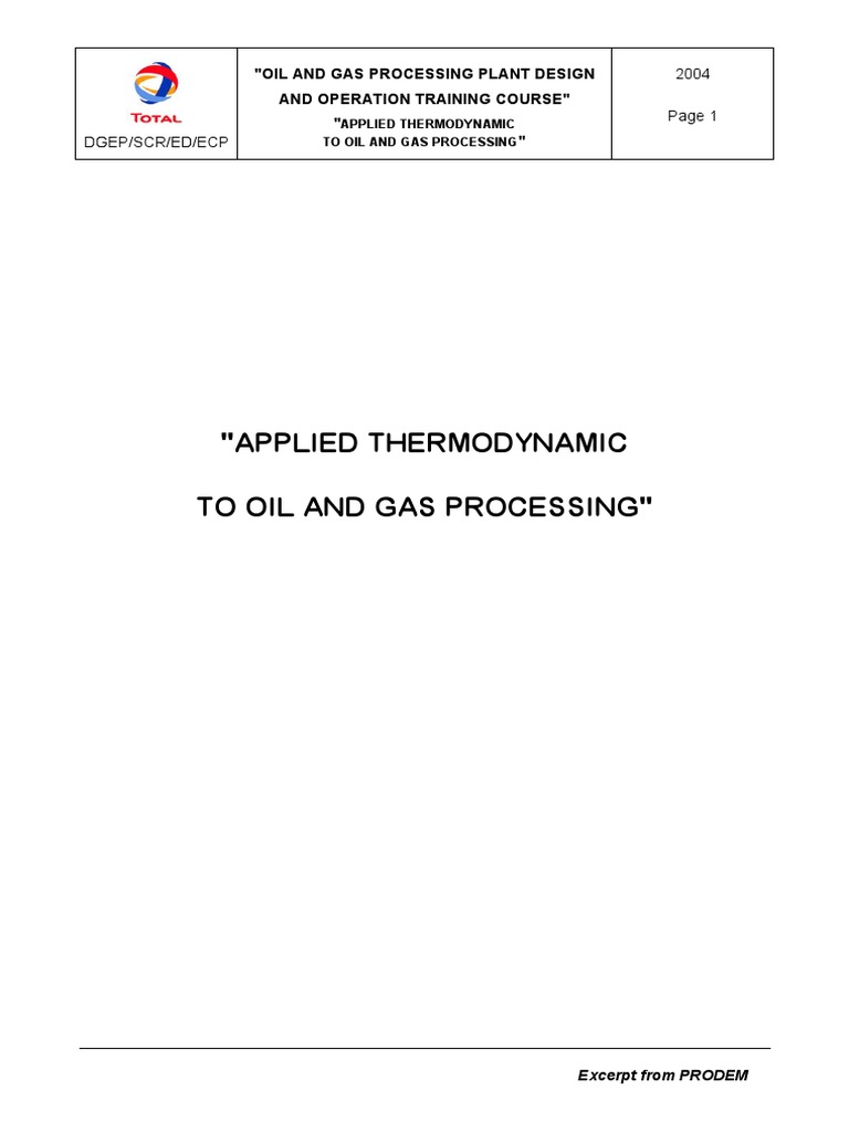 Applied Thermondynamic To Oil and Gas Processing PDF Petroleum