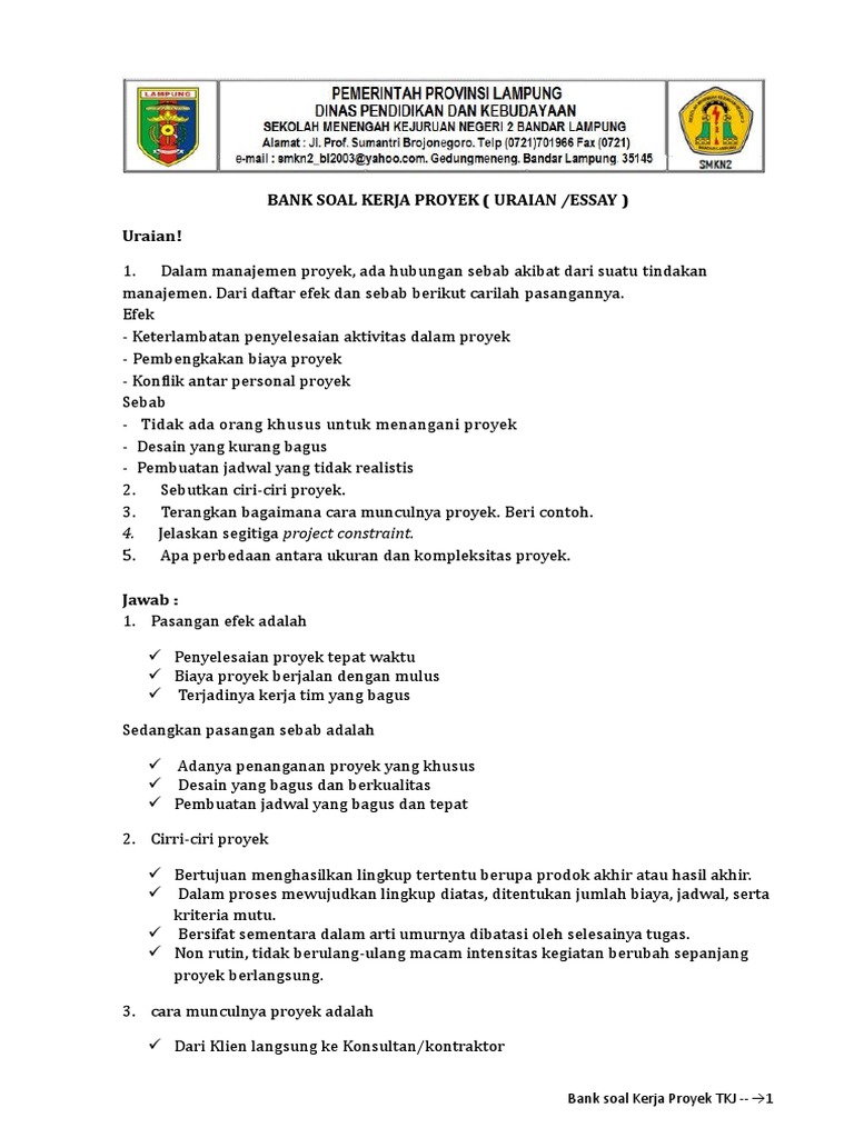 Kumpulan Soal Kerja Proyek Doc