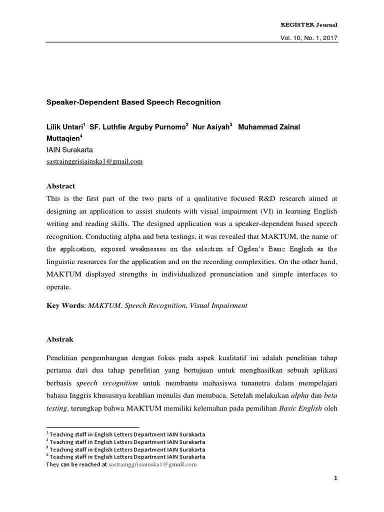 7 Article June Edition Vol 9 No 1 16 Register Journal Iain Salatiga Speech Recognition Metaphor
