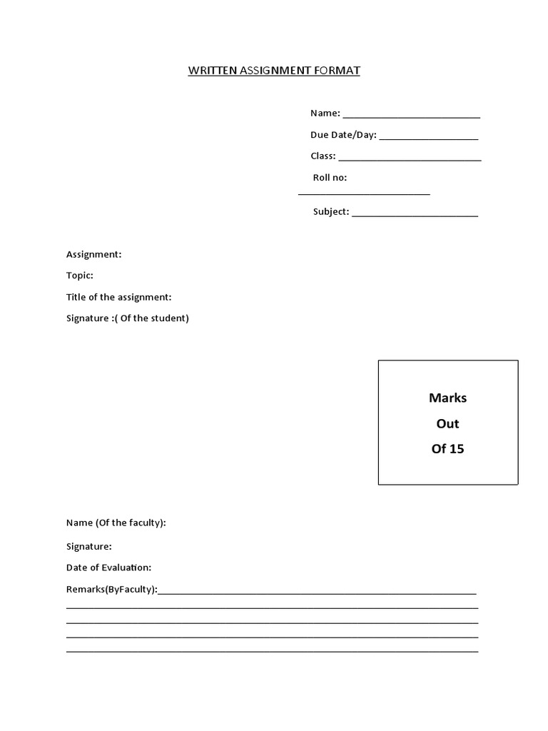 Written Assignment Format Template | PDF