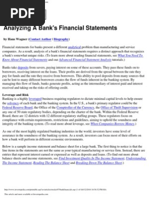 Analyzing a Bank's Financial Statements