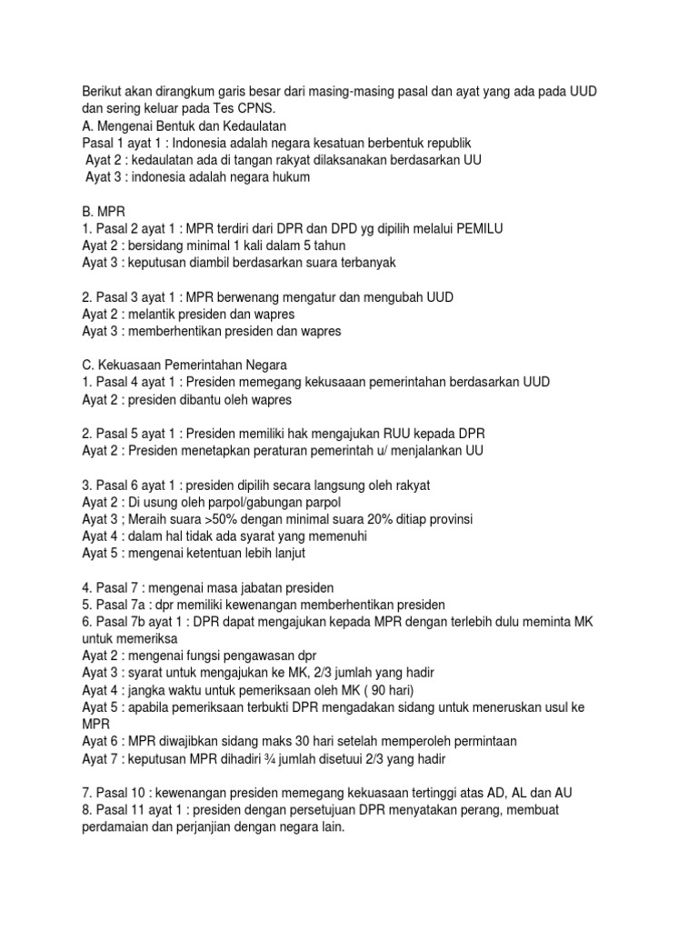 Pasal Uud 1945 Serng Muncul Tes Cpns