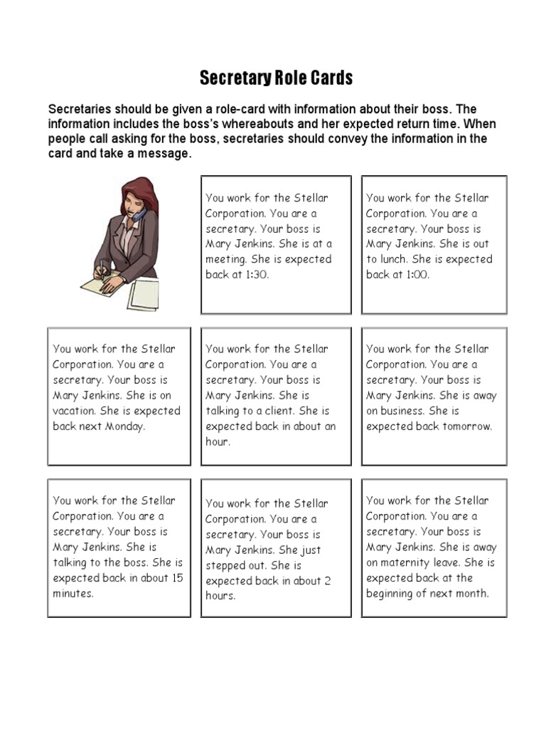 Message Secretary Role Cards | PDF