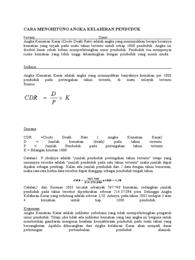 Cara Menghitung Angka Kelahiran Penduduk