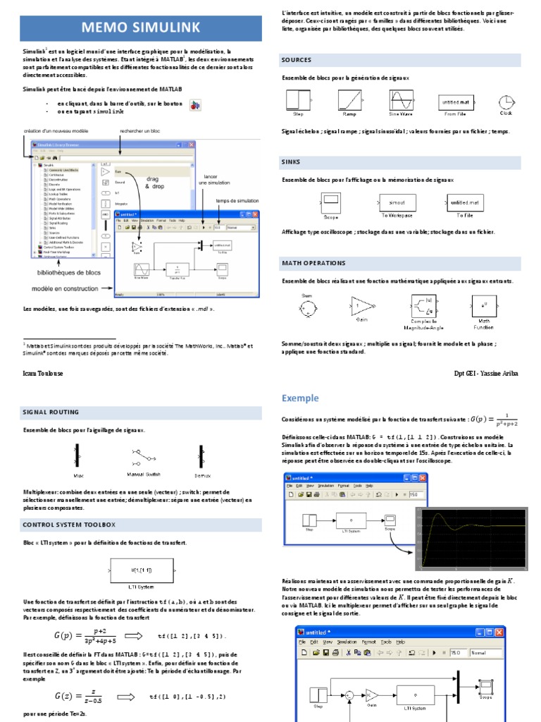 Memo Simulink PDF | PDF | MATLAB | Fonction (Mathématiques)