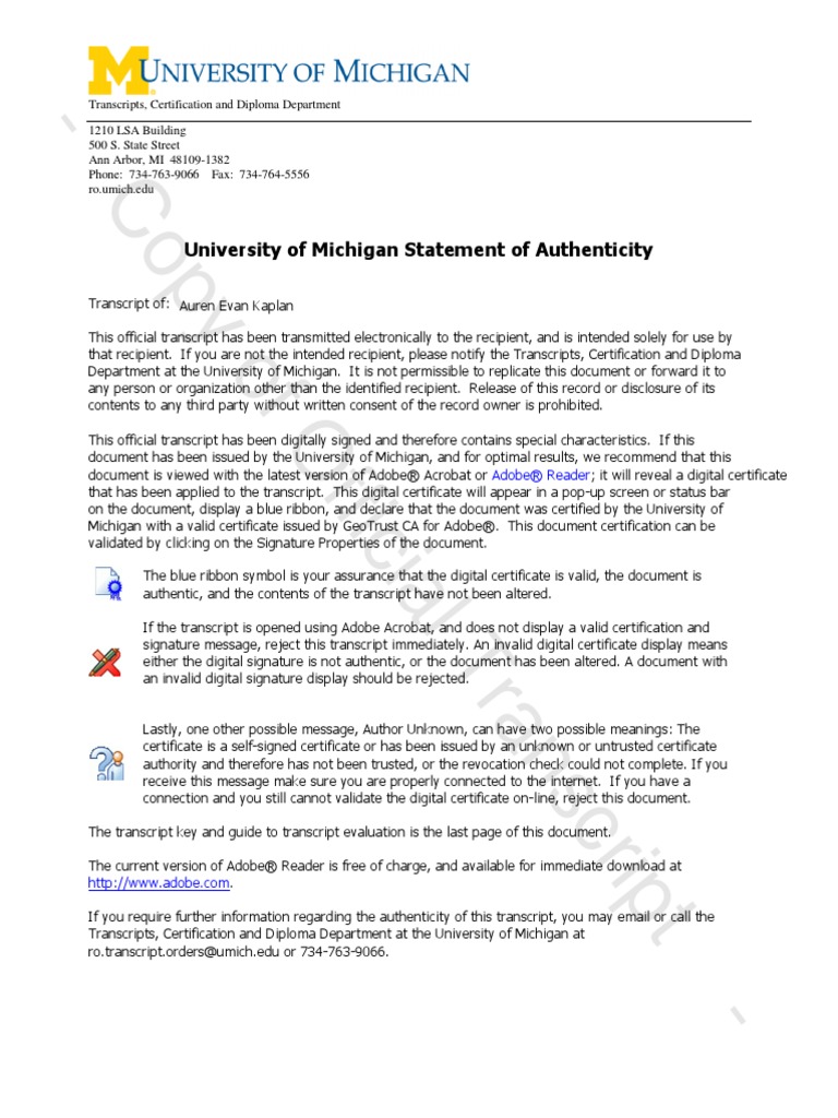 The University of Michigan Transcript - College of Literature, Science ...
