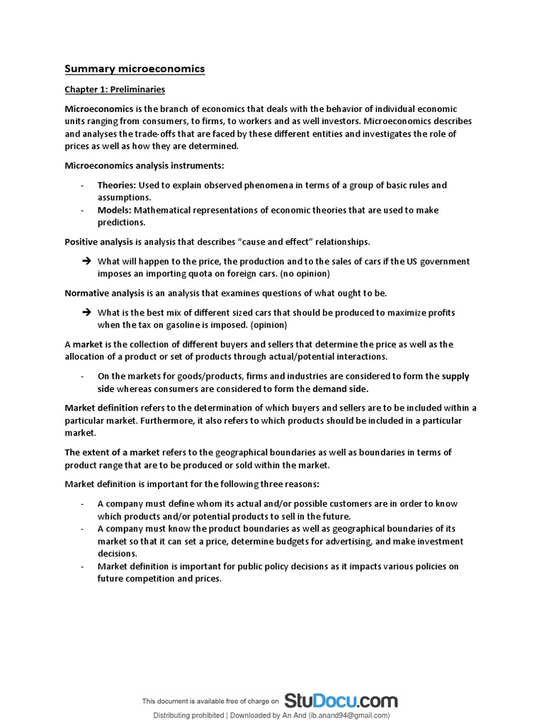 Microeconomics summary essay picture