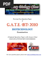 GATE BT 2010 Biotechnology Solved Question Paper PDF