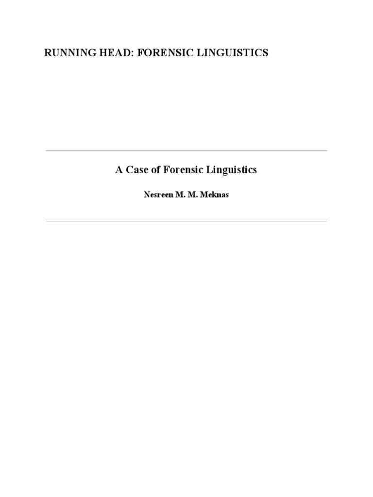 A Case of Forensic Linguistics PDF | PDF | Forensic Science | Linguistics