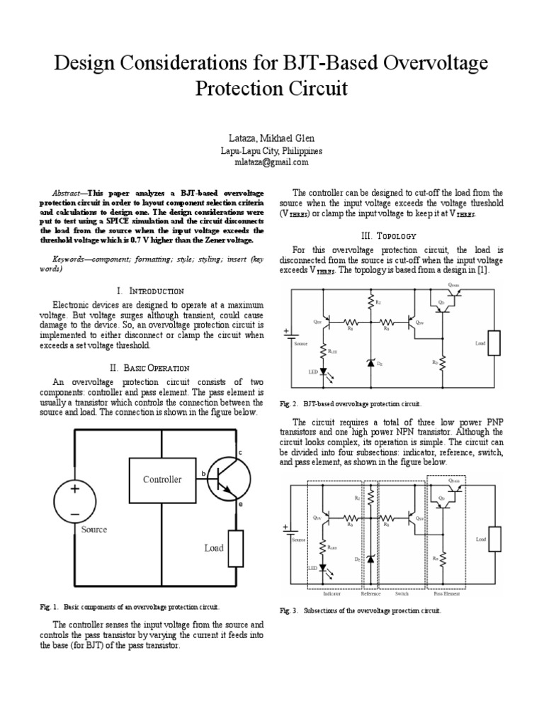 Design Considerations for BJTBased Overvoltage Protection Circuit