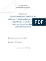 Interdependance Entre Audit Interne Et Audit Externe Et Leurs Impacts Sur La Qualite Du Reporting Financier Dans Le Contexte Tunisien