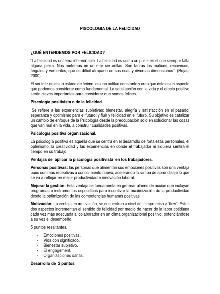 Psicología de la Felicidad y Bienestar | PDF | Felicidad | Bienestar