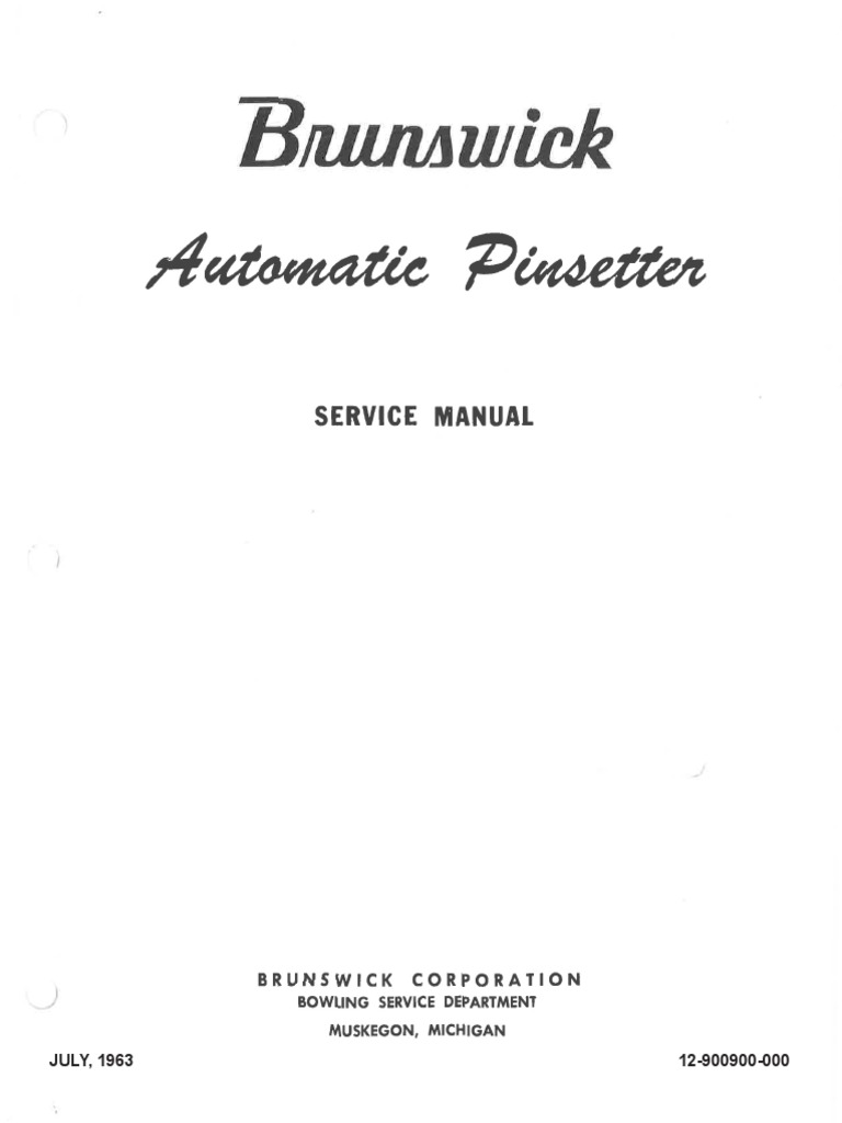 Bb Service Manuals Brunswick Automatic Pinsetter Service Manual R7 1962