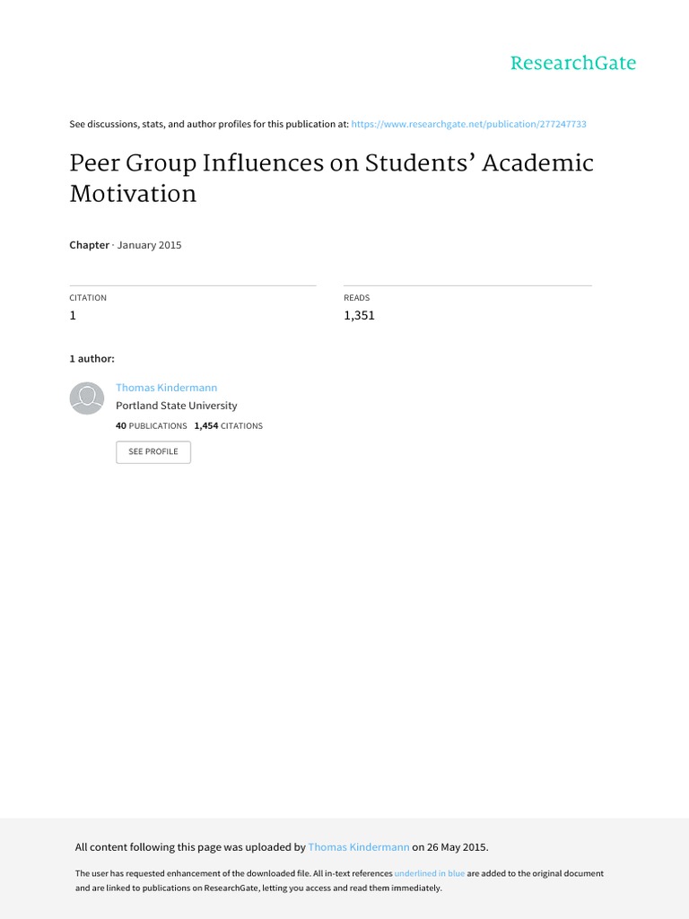 Peer Group Influence in Student | PDF | Social Group | Motivation