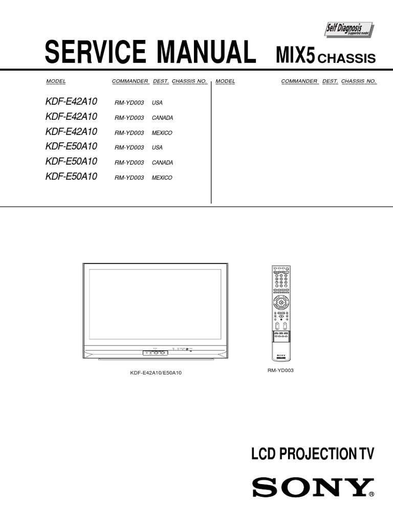 Sony KdfE50a10 PDF PDF Manufactured Goods Electronic Engineering