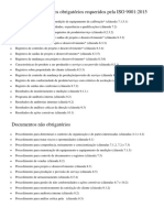 Lista de Documentos Obrigatórios Pela ISO 9001 2015