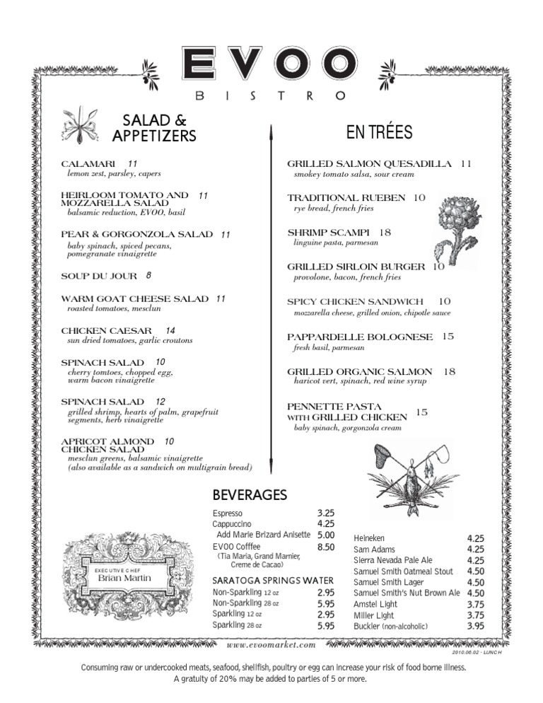 EVOO Menu Highlights and Offerings | PDF | Foods
