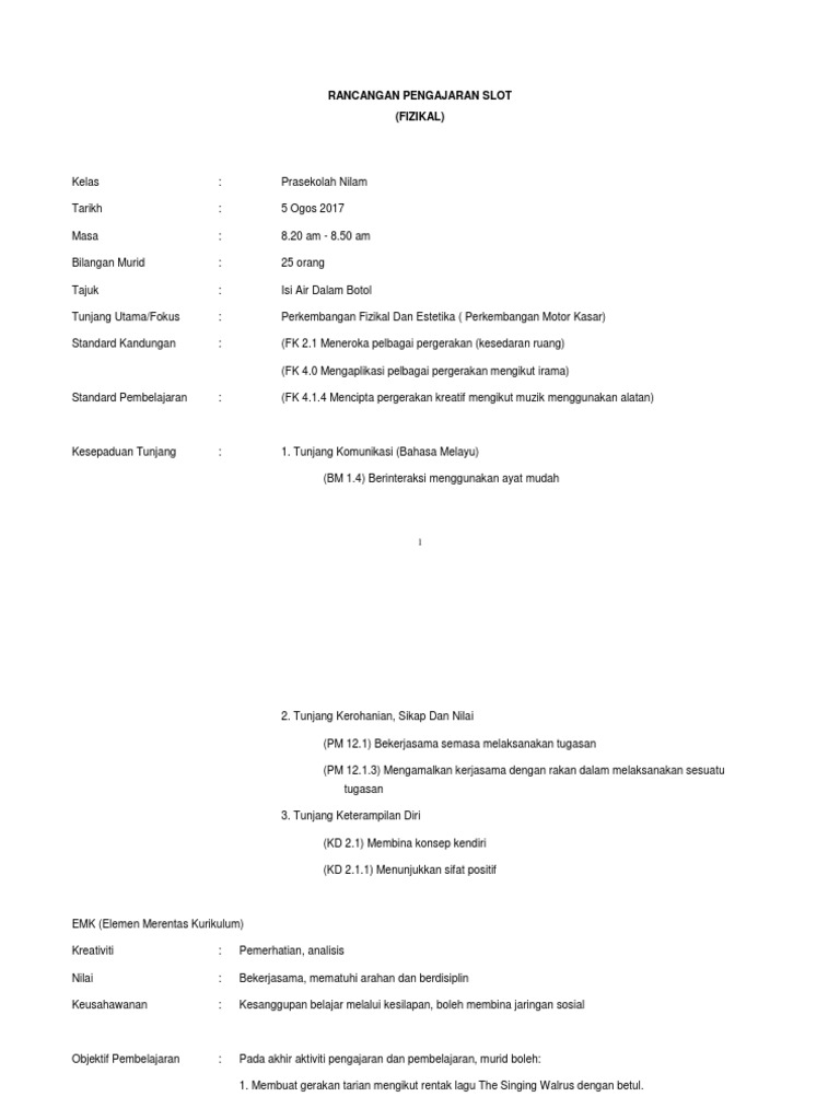 Rancangan Pengajaran Slot 1 Pdf