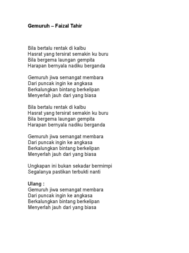 Gemuruh Lirik Pdf