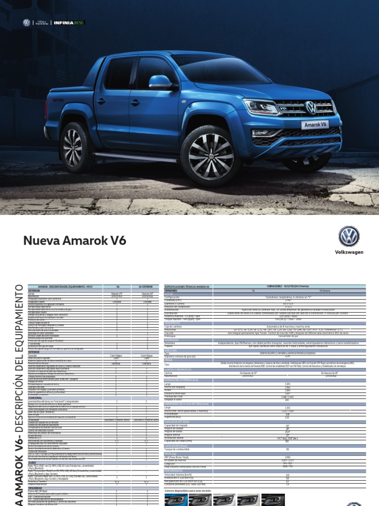 VW Amarok V6 Ficha técnica Tecnología de vehículos Partes del vehículo
