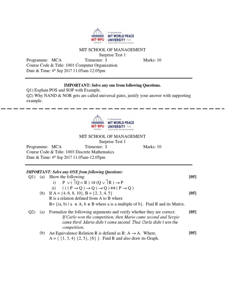 Template of Q Bank WPU Programs (Surprised Test) | PDF