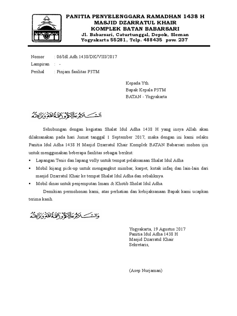 Surat Peminjaman Lapangan