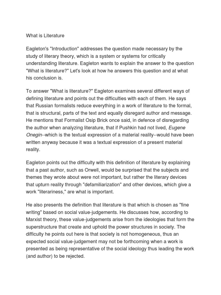 What Is Literature PDF Ideologies Interpretation (Philosophy)