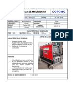 Fichas técnicas de maquinaria y equipos de taller