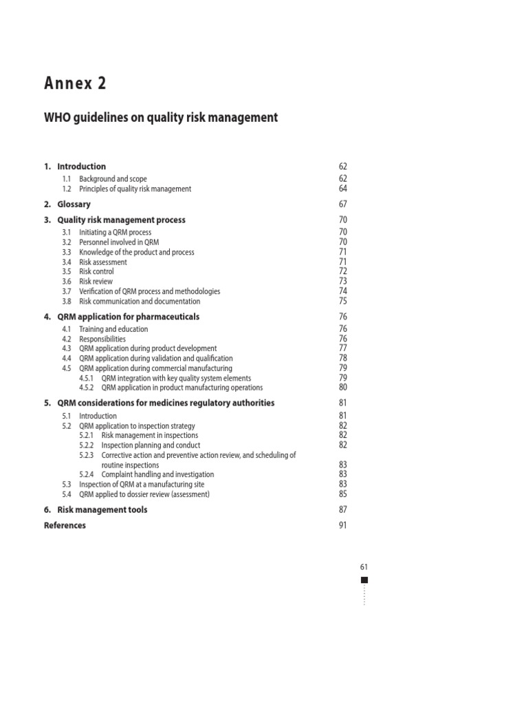 WHO Quality Risk Management Guidelines | PDF | Risk | Risk Management