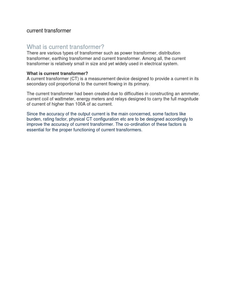 What Is Current Transformer? PDF