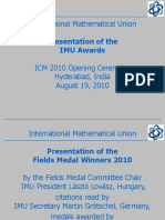 International Mathematical Union: Presentation of The IMU Awards