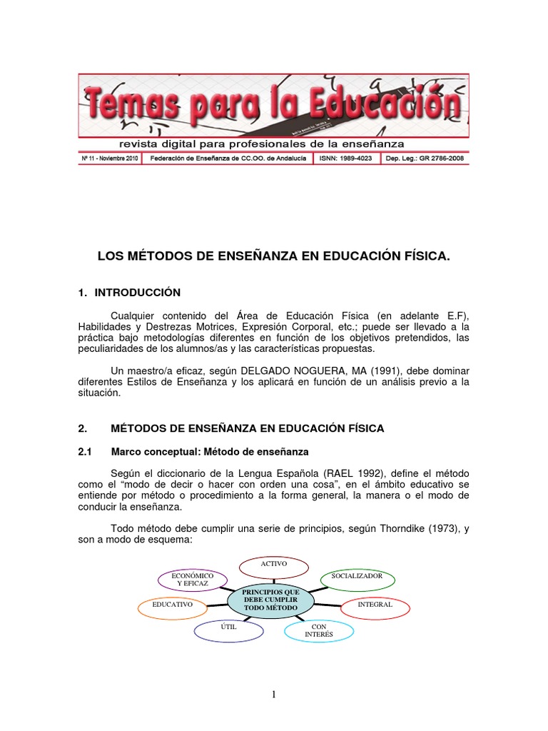 Los Métodos de Enseñanza en Educación Física PDF | PDF | Maestros ...
