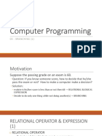 Computer Programming: 03 - BRANCHING