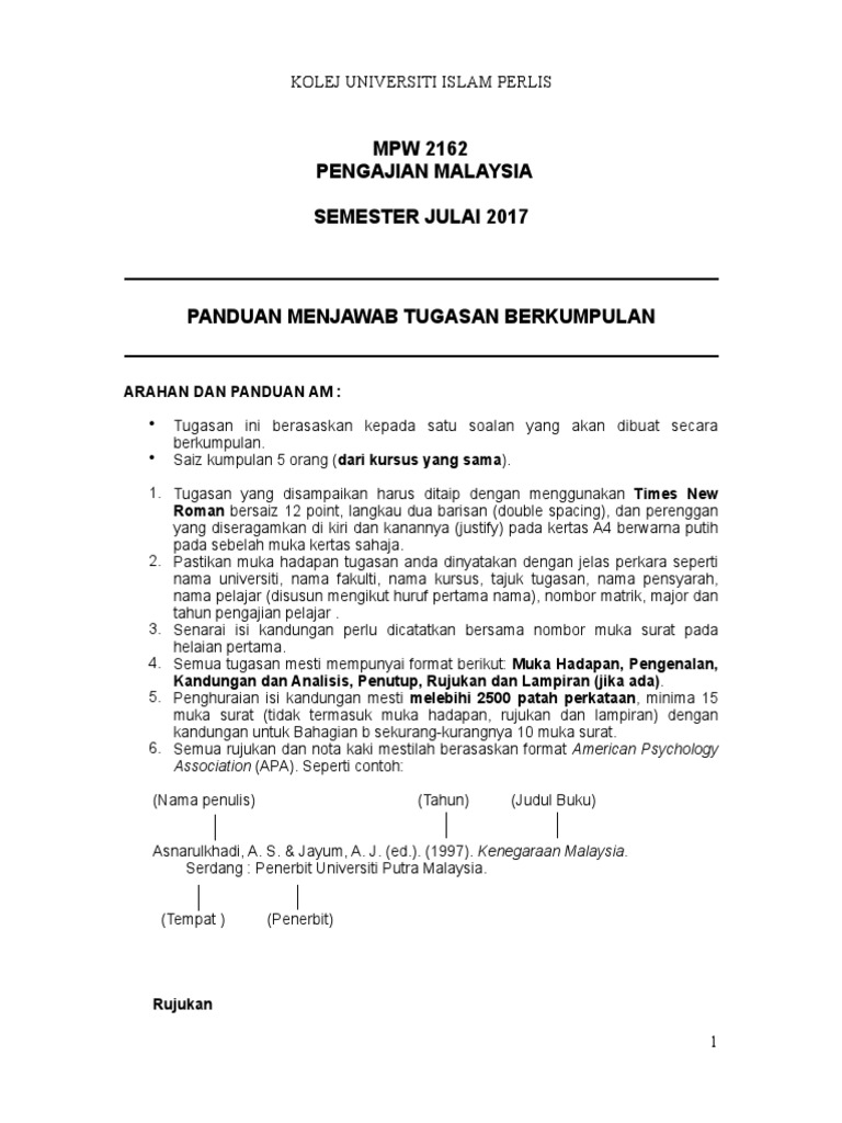 Assignment Pengajian Malaysia