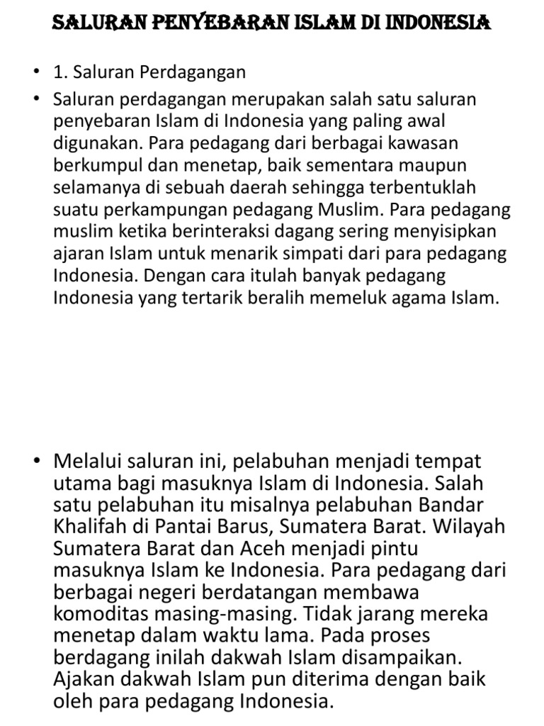 Jelaskan Penyebaran Islam Melalui Saluran Pendidikan