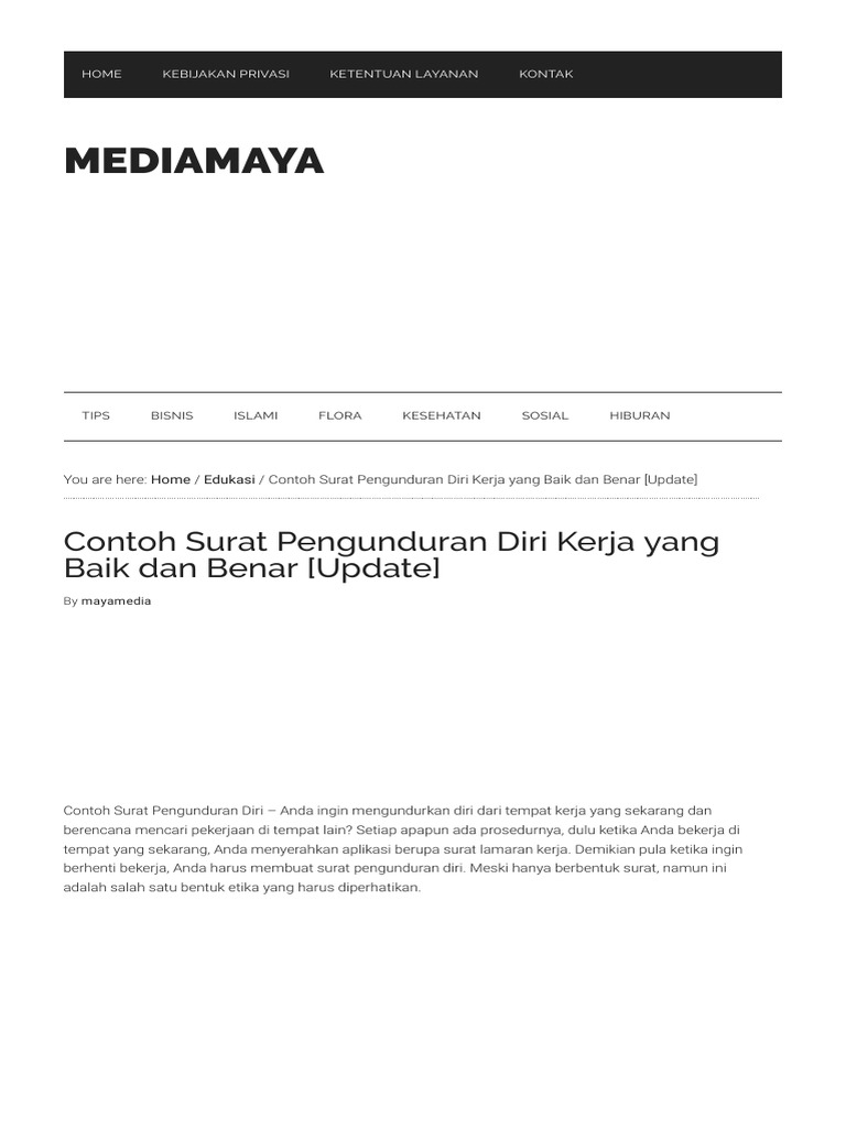 Contoh Surat Mengundurkan Diri Yang Baik