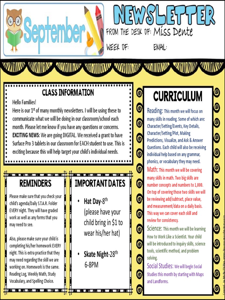 Classroom News for Families | PDF | Science | Teaching Mathematics