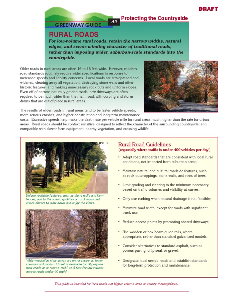 Guidelines for Rural Road Preservation | PDF | Road | Speed Limit