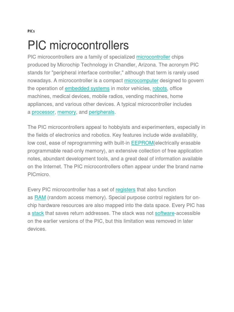 PIC Microcontrollers: Microcontroller | PDF | Computers | Technology ...