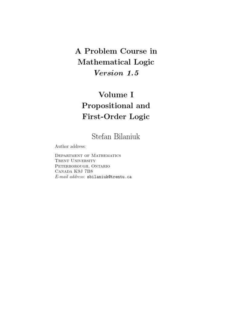 A Problematic Course in Math Logic | PDF | First Order Logic ...
