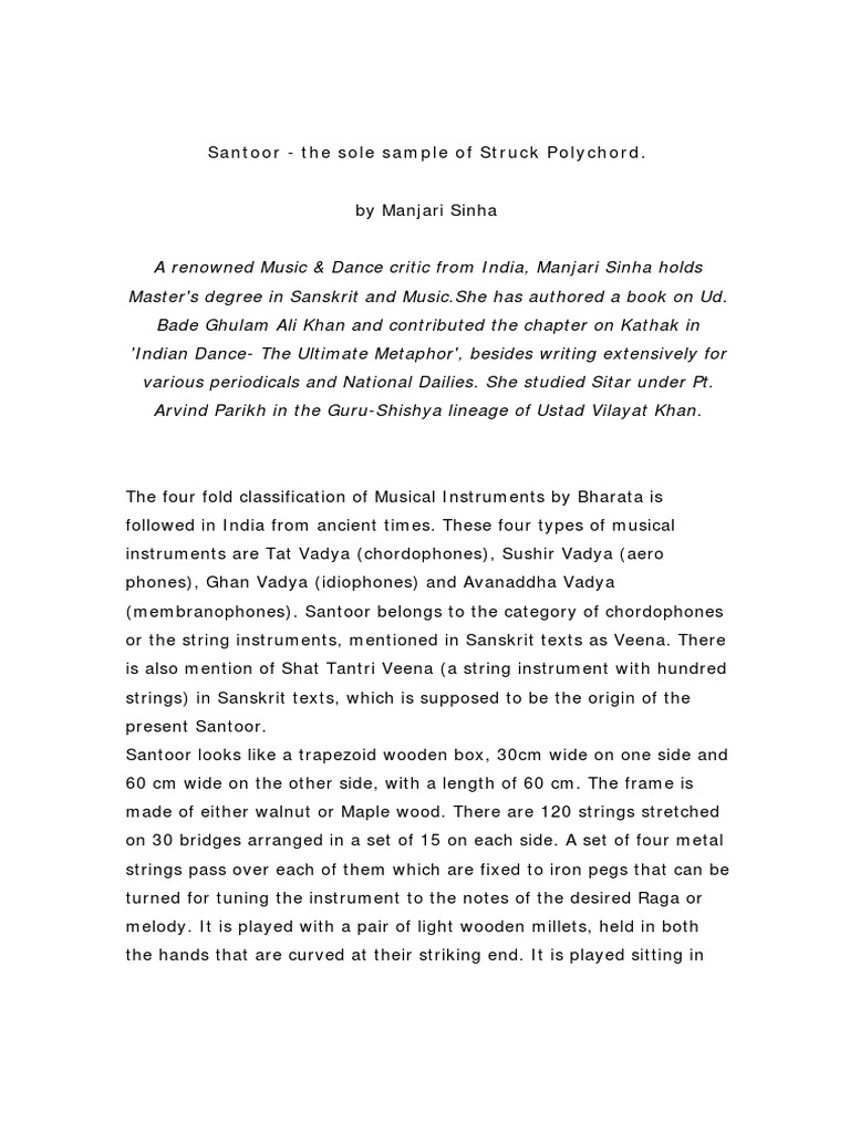 Manjari Sinha - Santoor | PDF | String Instruments | Musical Instruments